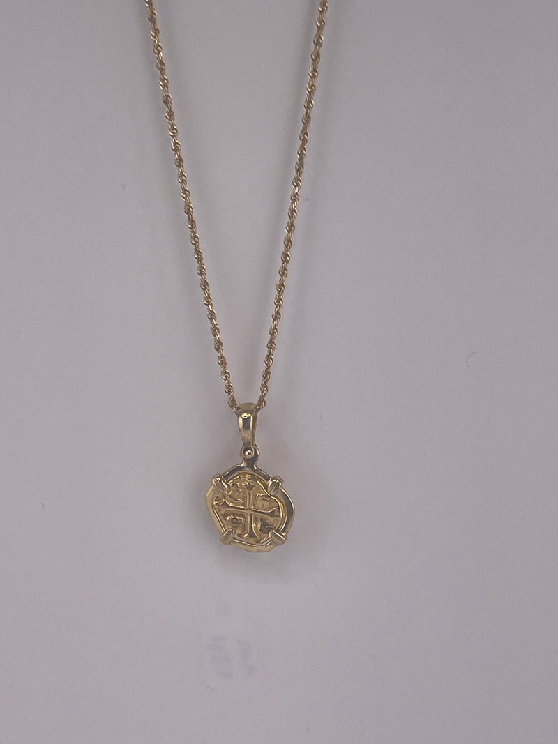 ATOCHA SHIPWRECK GOLD MINI COIN PENDANT HANDMADE WITH 14k SOLID GOLD