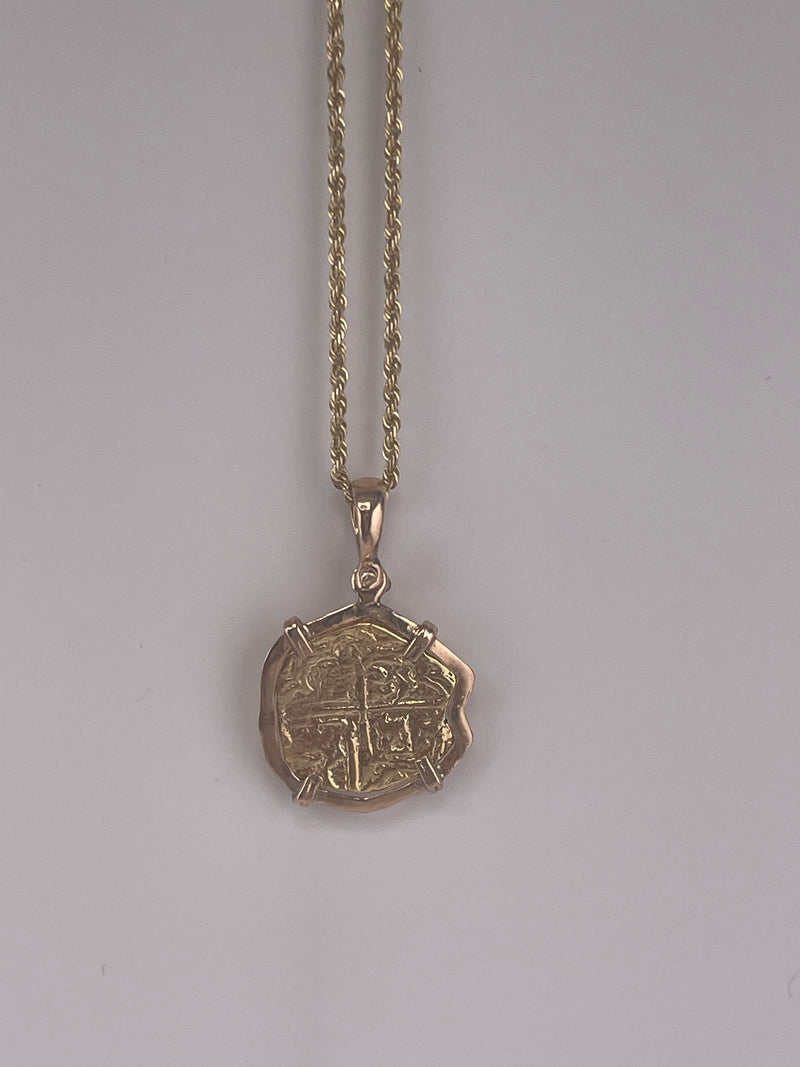 ATOCHA SHIPWRECK GOLD COIN PENDANT HANDMADE WITH 14k SOLID GOLD