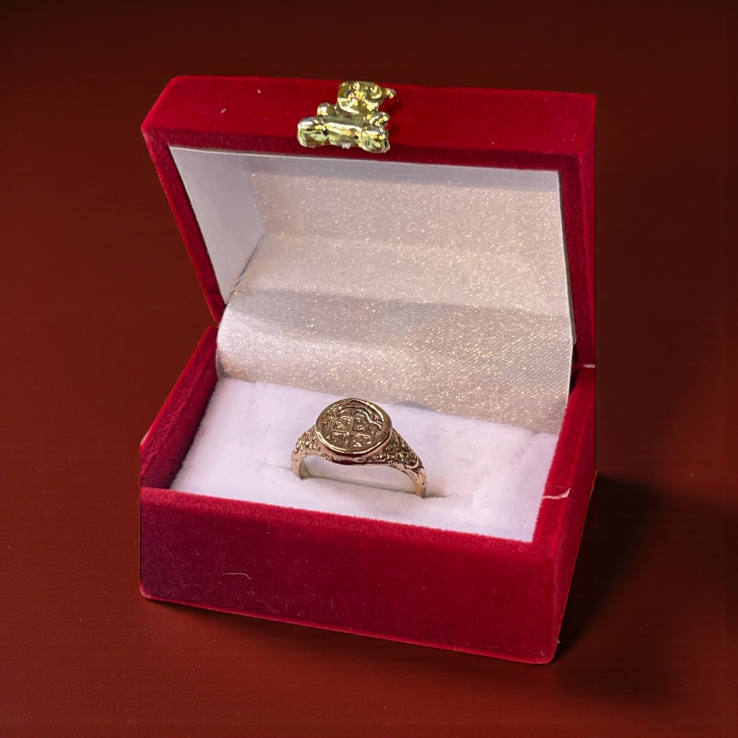 14K REAL GOLD ATOCHA GOLD MINI COIN RING.
