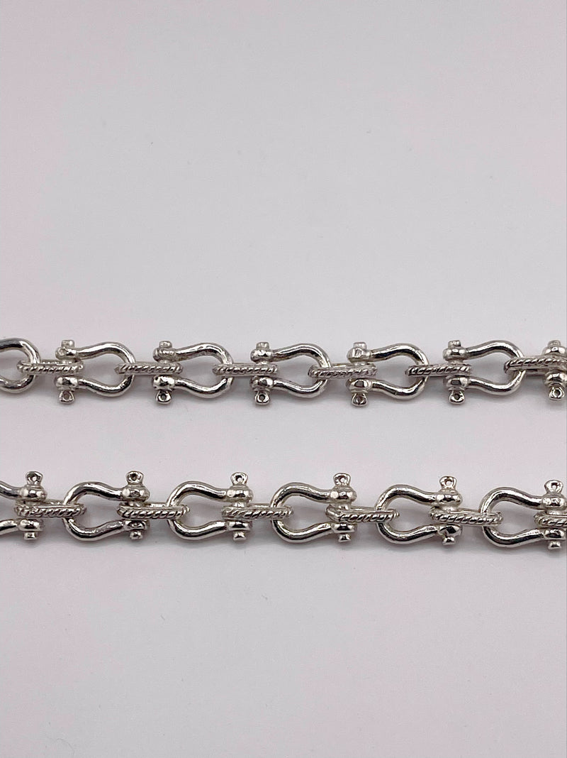 HEAVY HANDMADE 925 STERLING SILVER SHACKLE LINK CHAIN 11MM