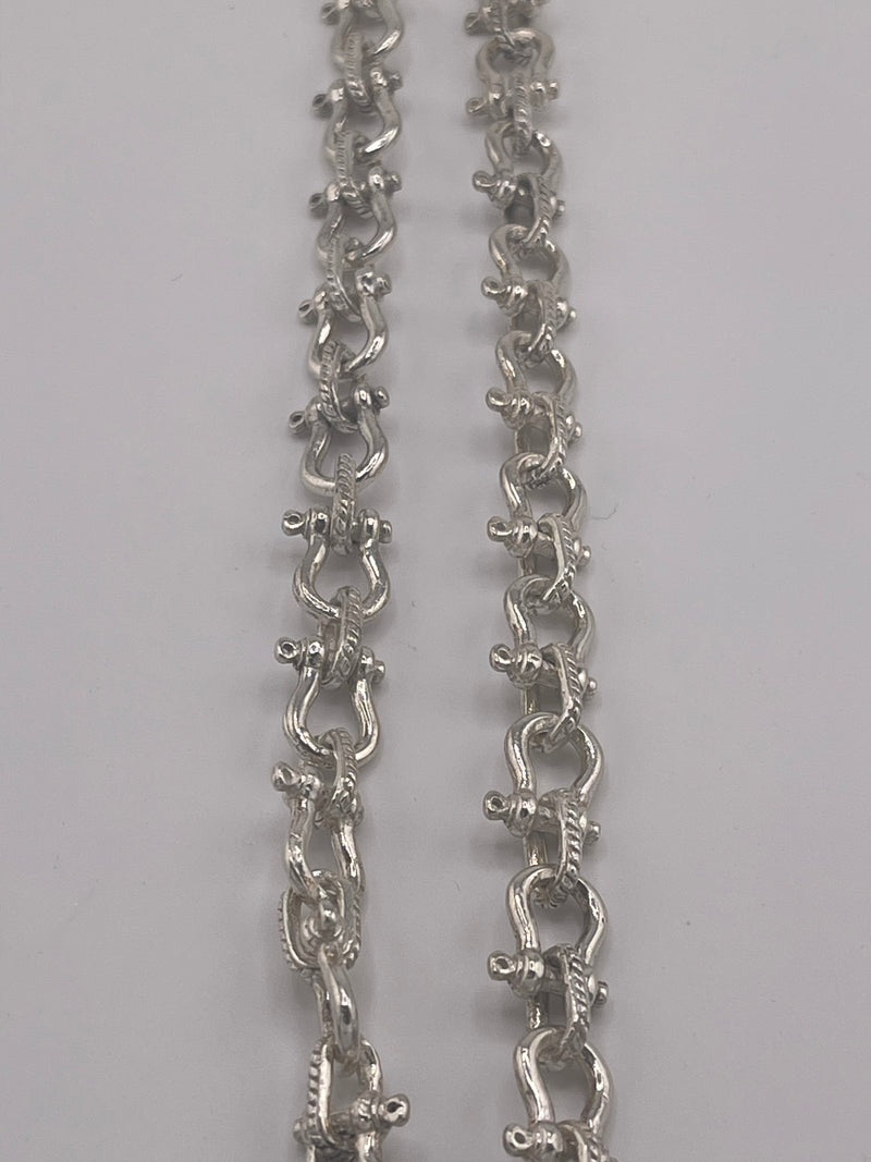 HEAVY HANDMADE 925 STERLING SILVER SHACKLE LINK CHAIN 11MM