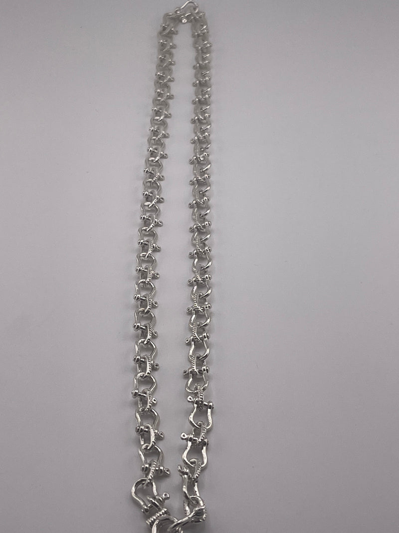 HEAVY HANDMADE 925 STERLING SILVER SHACKLE LINK CHAIN 8MM