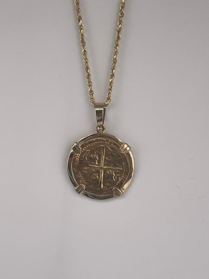 ATOCHA SHIPWRECK GOLD COIN PENDANT HANDMADE WITH 14k SOLID GOLD