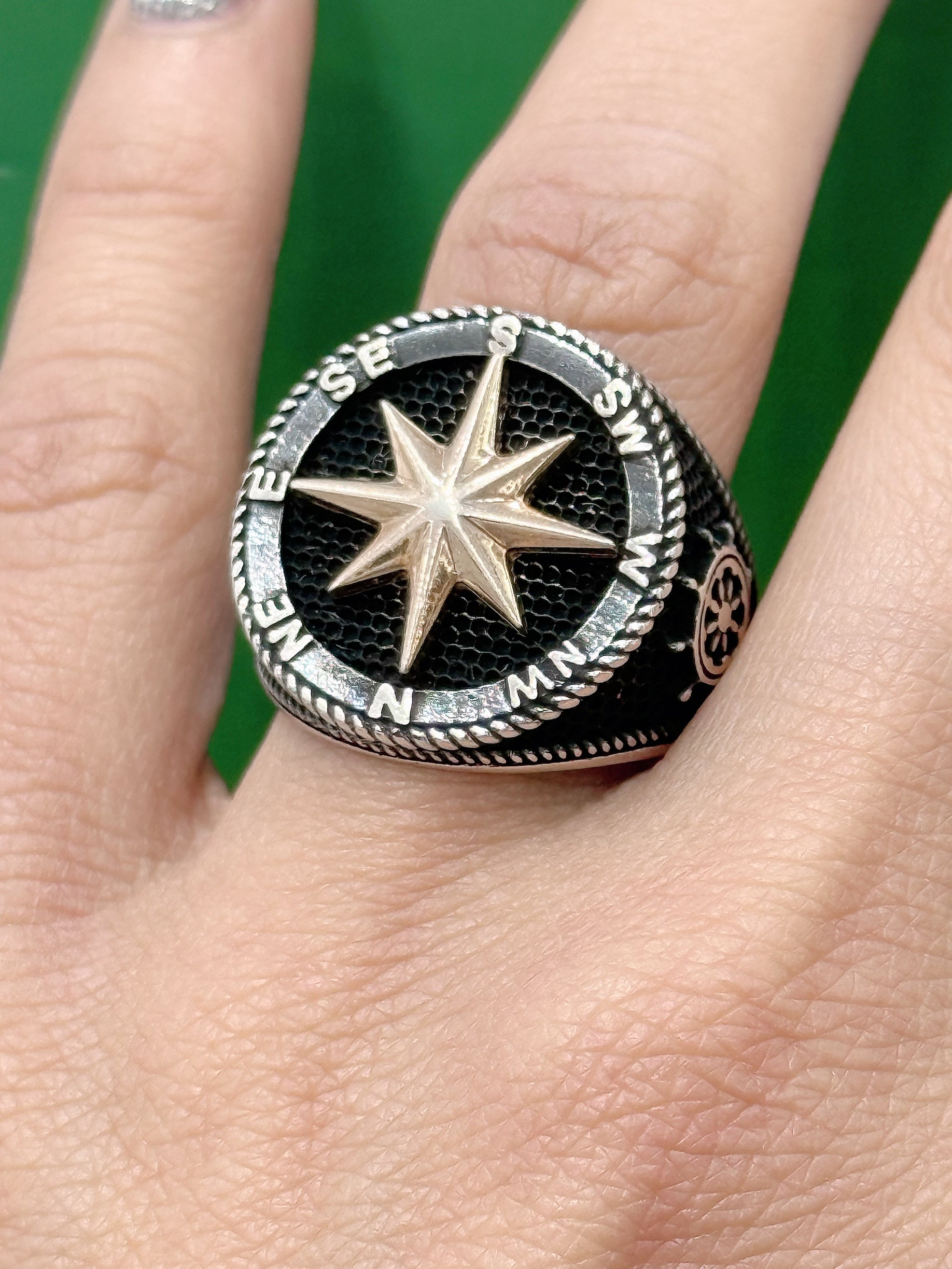 925 Sterling Silver Compass man’s ring