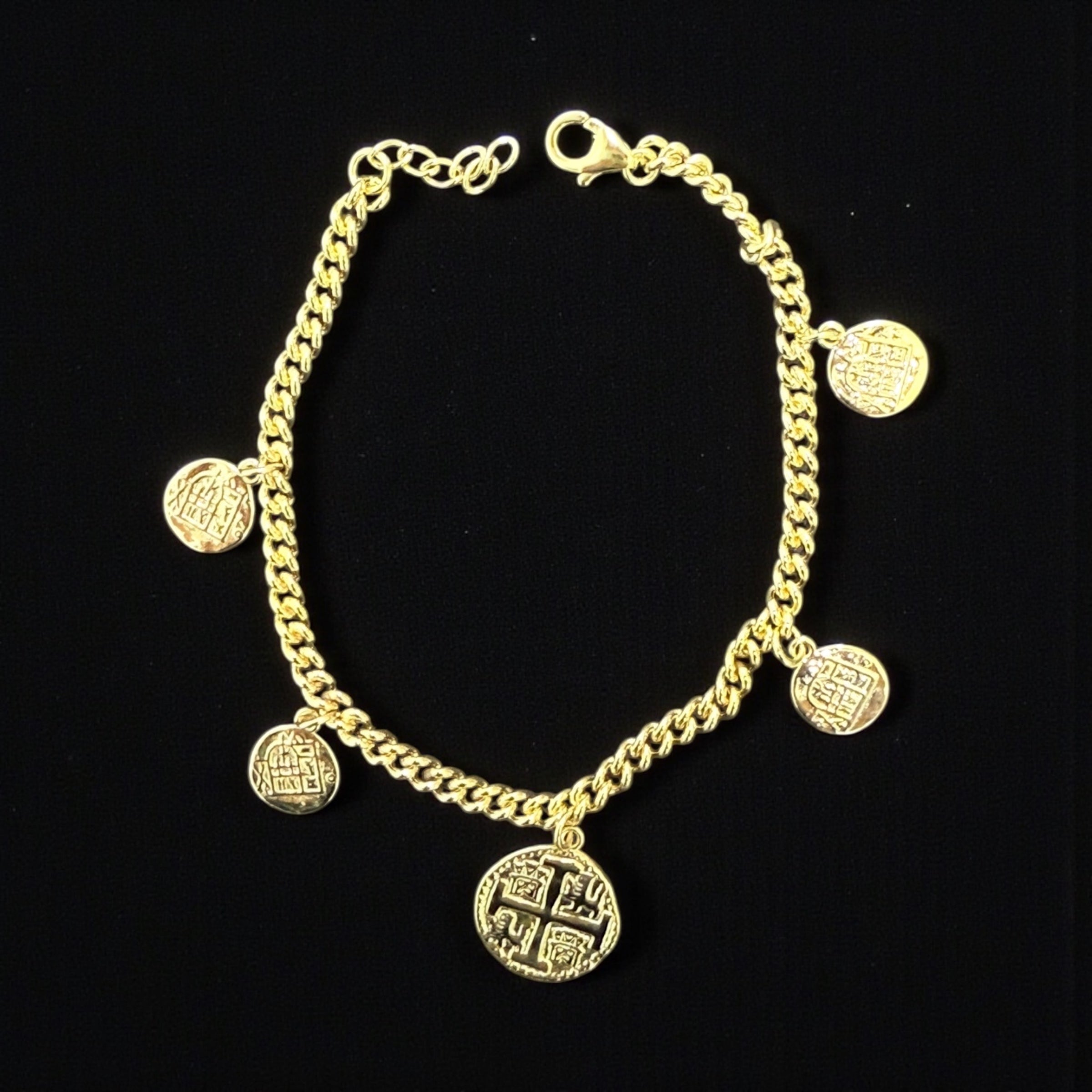 BEAUTIFUL ATOCHA 925 STERLING SILVER COIN BRACELET