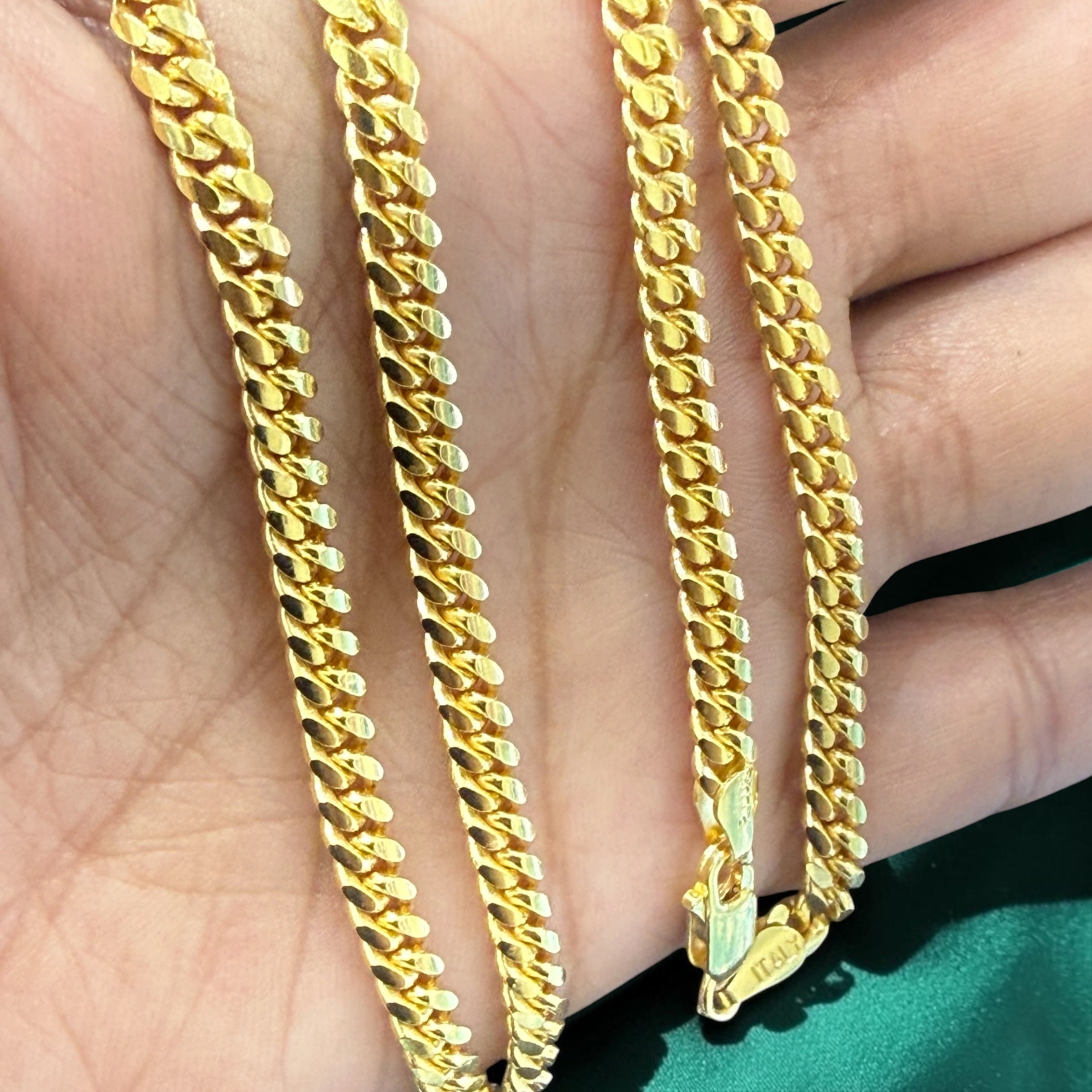 925 sterling silver 4mm Cuban link chain 14k gold vermeil