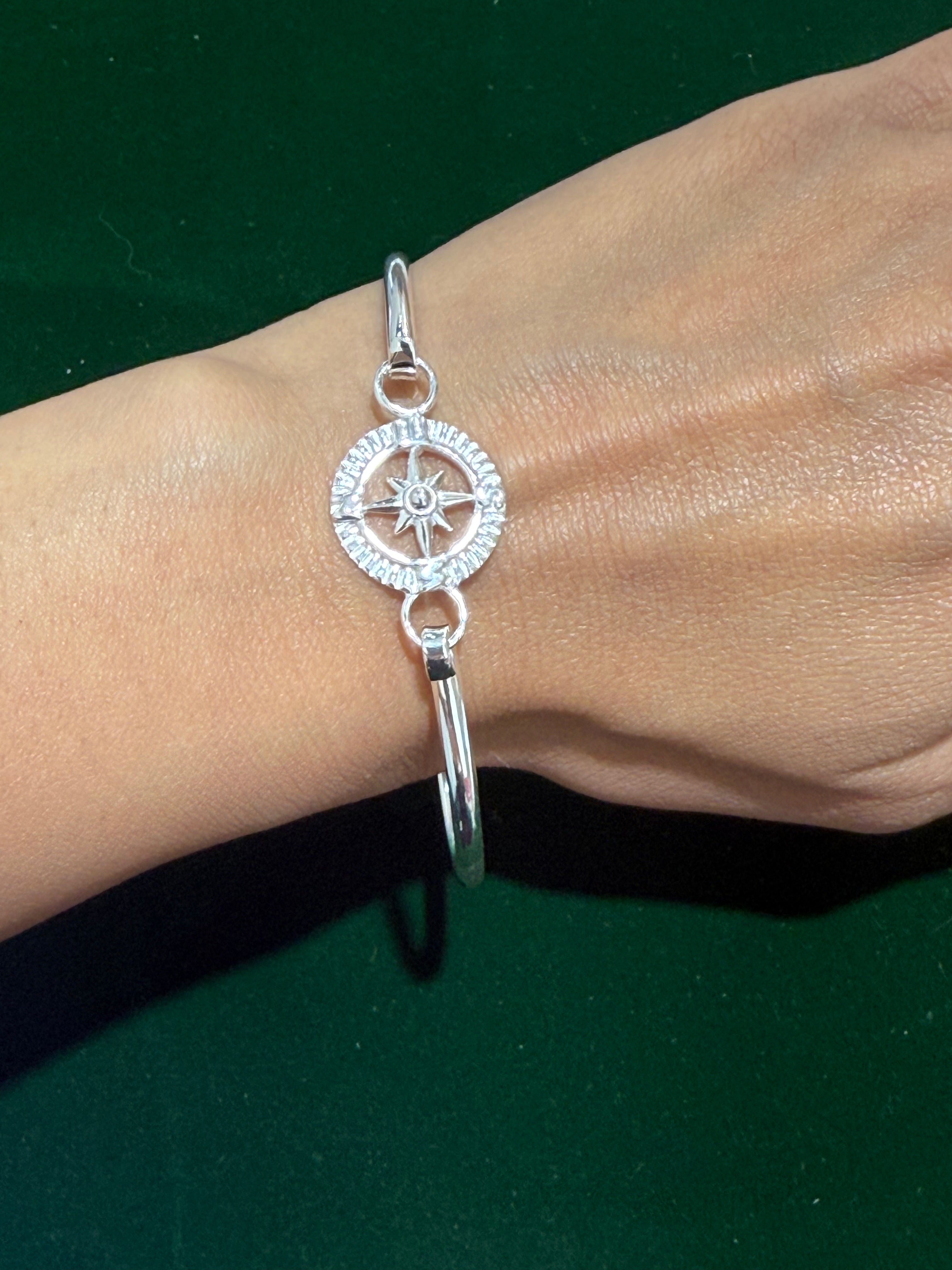 Beautiful Compass Bracelet 925 Sterling Silver