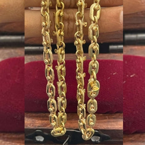 14K SOLID REAL GOLD HANDMADE BEAUTIFUL  SHACKLE LINK CHAIN 6MM.