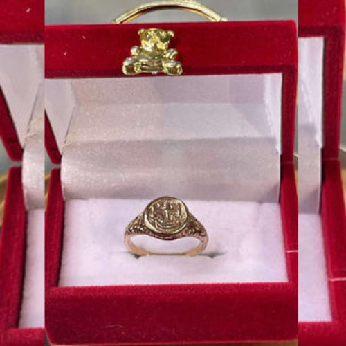 14K REAL GOLD ATOCHA GOLD MINI COIN RING.