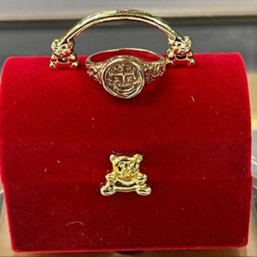 14K REAL GOLD ATOCHA GOLD MINI COIN RING.