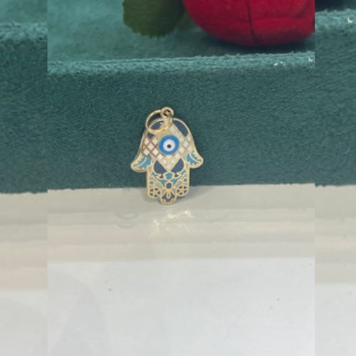 14K REAL GOLD EVIL EYE HAMSA 🪬 PENDANT.