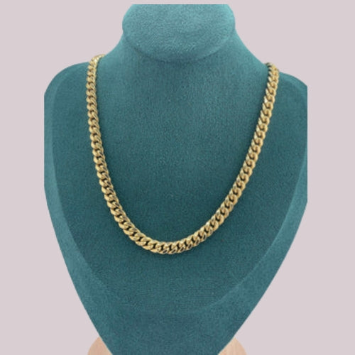 10K HOLLOW REAL GOLD BEAUTIFUL  CUBAN LINK CHAIN 6MM.