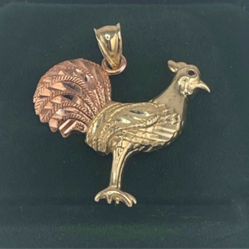 10K REAL GOLD ROOSTER PENDANT.