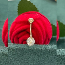 14K REAL GOLD CRYSTAL BELLY BUTTON RING.