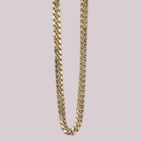 10K HOLLOW REAL GOLD BEAUTIFUL  CUBAN LINK CHAIN 6MM.