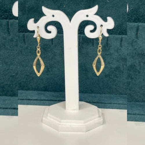 14K REAL GOLD FANCY DANGLE EARRINGS.